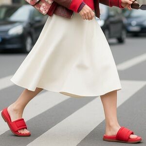 Olukai Sunbeam Slide Sandals Women’s Size 8 W Lehua Flower Red NWT